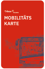 Red St. Anton Mobility Card with a bus