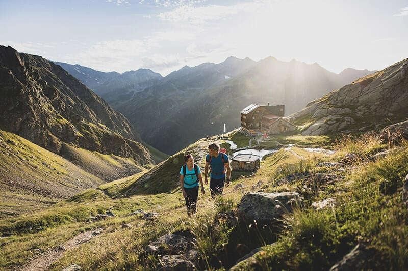 Hiking on the Hoher Riffler in summer St Anton am Arlberg